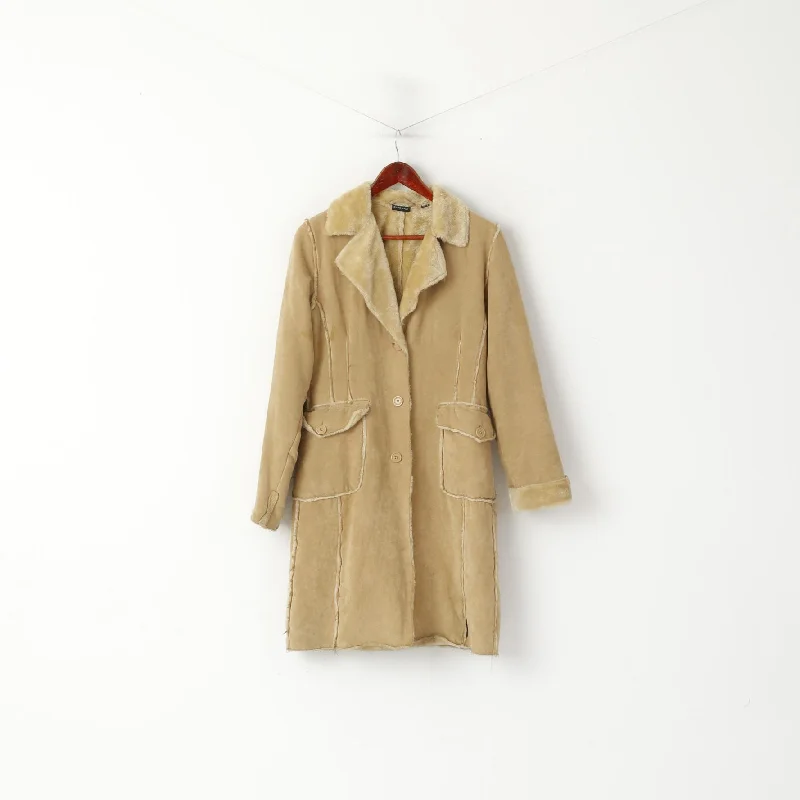 Take Advantage Foxhole Women 10 M Coat Beige Soft Faux Fur Single Breasted Long Boho Top Take Advantage Foxhole Women 10 M Coat Beige Soft Faux Fur Single Breasted Long Boho Top