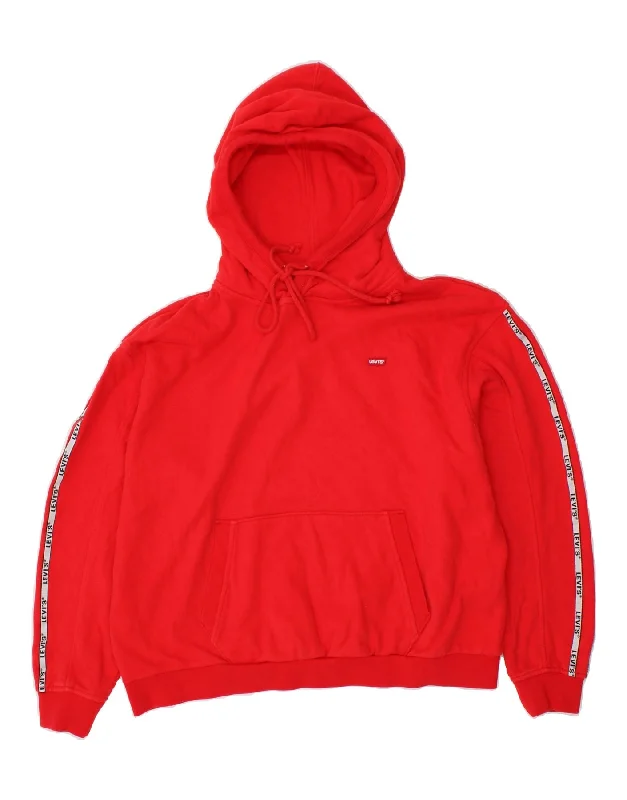 New Markdowns LEVI'S Womens Oversized Graphic Hoodie Jumper UK 16 Large Red Cotton
