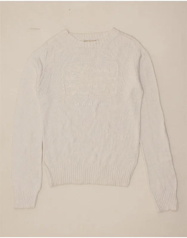 NORTH SAILS Womens Boat Neck Jumper Sweater UK 12 Medium White Cotton