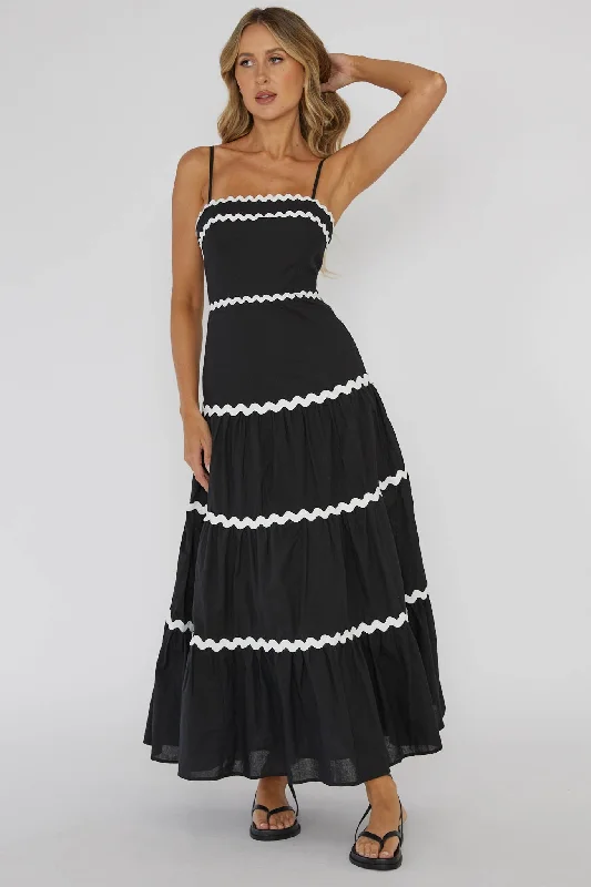 Overstock Confidante Ric Rac Trim Maxi Dress Black