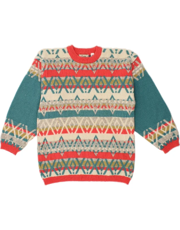 PACO Womens Crew Neck Jumper Sweater UK 16 Large Multicoloured Fair Isle