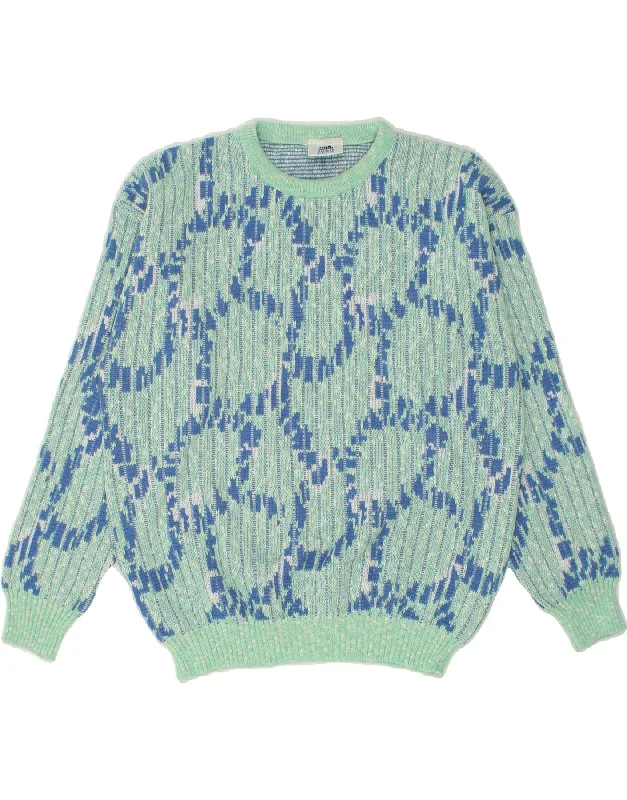 Exclusive Preview VINTAGE Womens Crew Neck Jumper Sweater UK 18 XL Turquoise Geometric Exclusive Preview VINTAGE Womens Crew Neck Jumper Sweater UK 18 XL Turquoise Geometric
