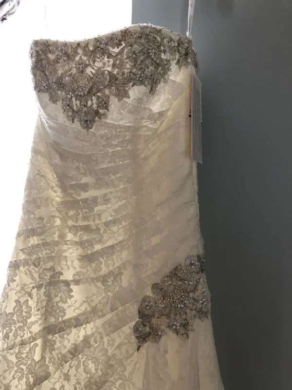 While Supplies Last David's Bridal Strapless Lace A-line Gown with Side Split YP3344