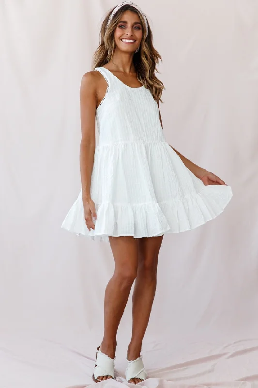 Lowest Price Heather Round Neck Swing Dress White