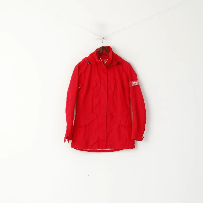 Best Deals Etirel Women 36 S Jacket Red Campus Sportswear Hooded Full Zipper Pockets Top