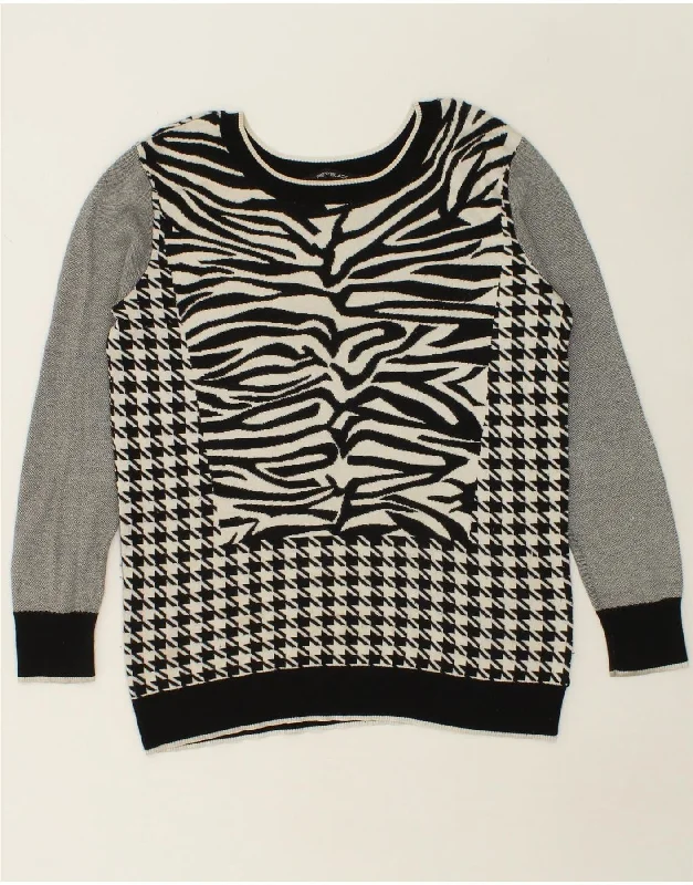 Weekend Deal PENNY BLACK Womens Boat Neck Jumper Sweater UK 14 Large Grey Houndstooth