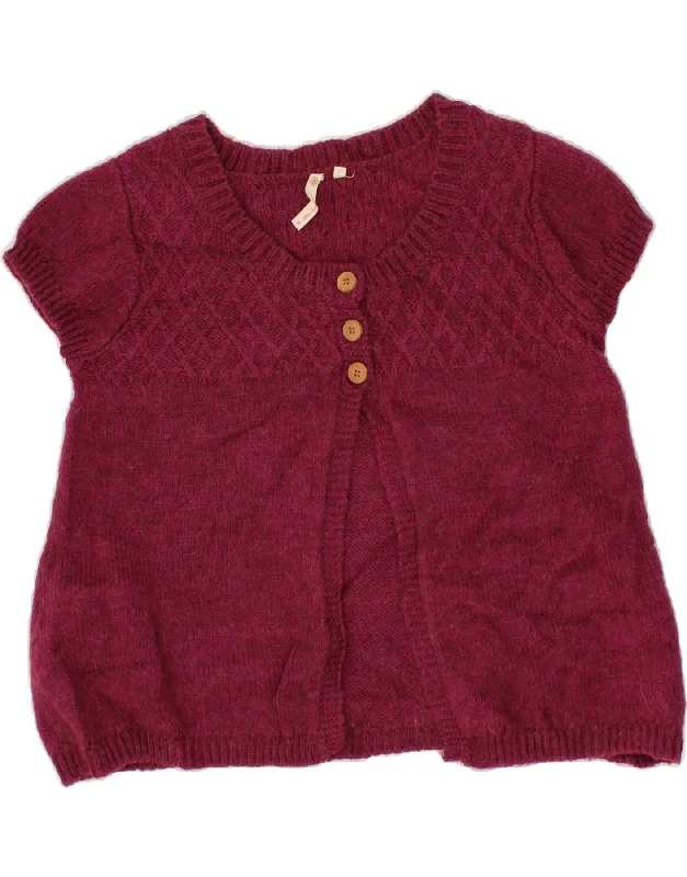Flash Sale WHITE STUFF Womens Short Sleeve Cardigan Sweater UK 12 Medium Burgundy