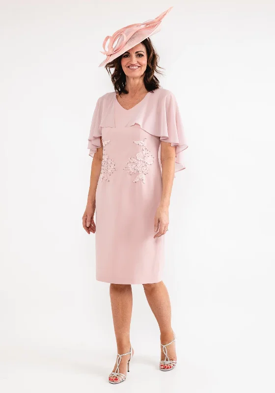 Customer Appreciation Sale Lizabella Chiffon Cape Sleeve Dress, Blush