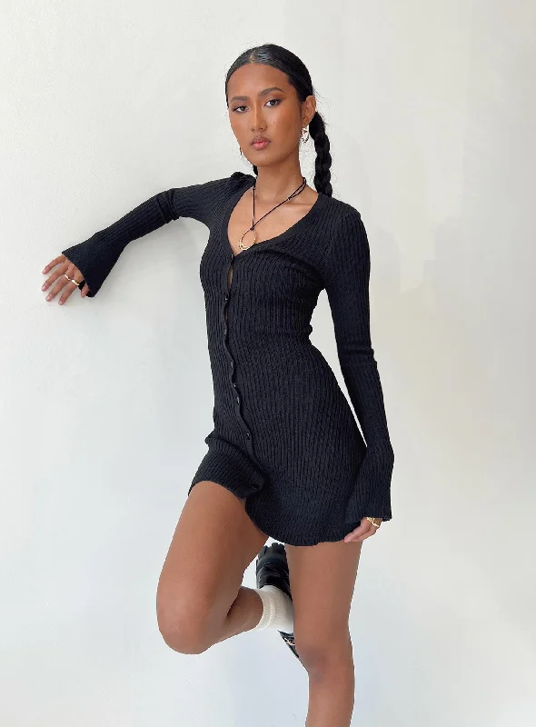 Super Bargain Waldin Long Sleeve Mini Dress Black