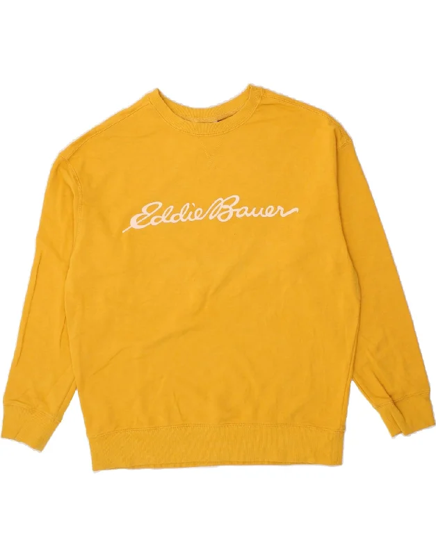 Super Bargain EDDIE BAUER Womens Oversized Graphic Sweatshirt Jumper UK 14 Medium Yellow