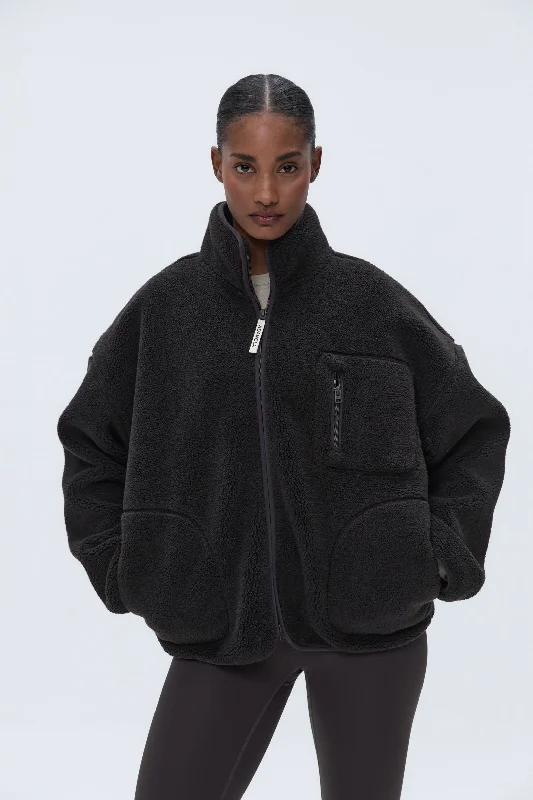 Markdowns Oversized Pocket Zip Through Fleece - Coffee Bean