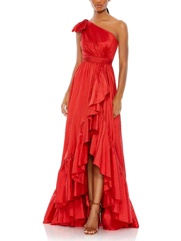 Hurry In Womens Shantung One Shoulder Evening Dress