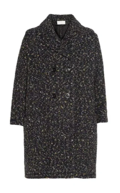 Inventory Reduction Gray Confetti Boucle Tweed Cocoon Coat