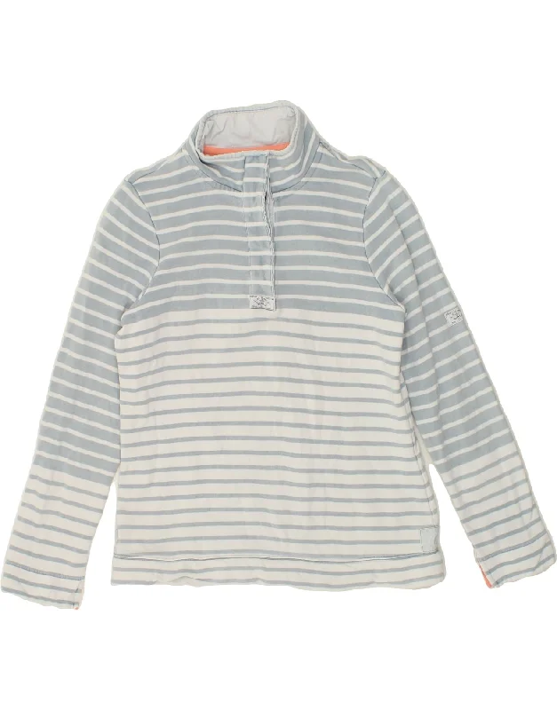 Huge Discounts JOULES Womens Button Neck Sweatshirt Jumper UK 14 Large Grey Striped