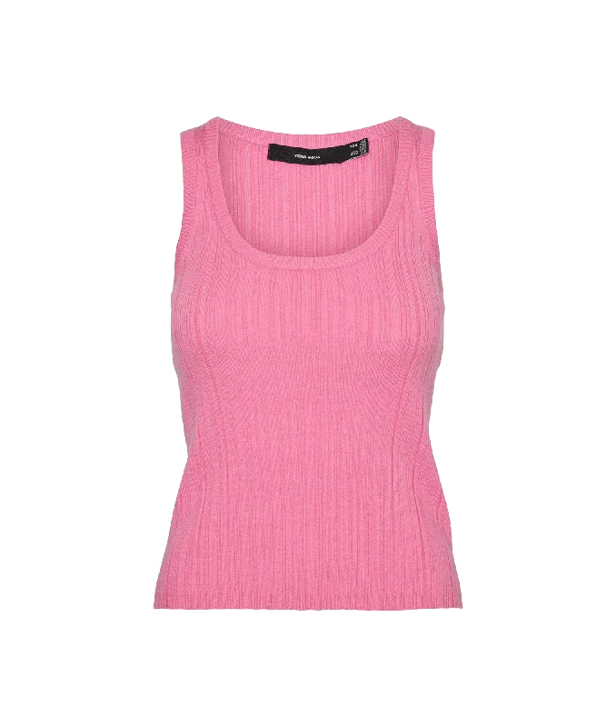 Stephanie Rib Sl U-Neck Top - Pink