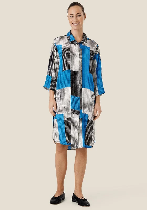 Can't Miss Masai Nykolia Patch Print Shirt Dress, Nebulas Blue