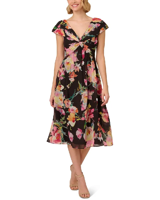 Discount Extravaganza Adrianna Papell Printed Front Twist Midi Dress