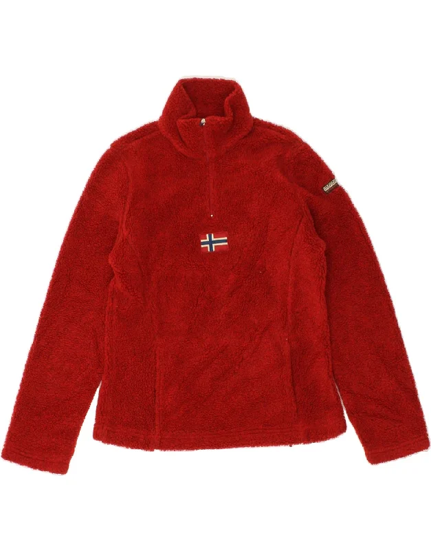Overstock NAPAPIJRI Womens Zip Neck Fleece Jumper UK 6 XS Red Polyester