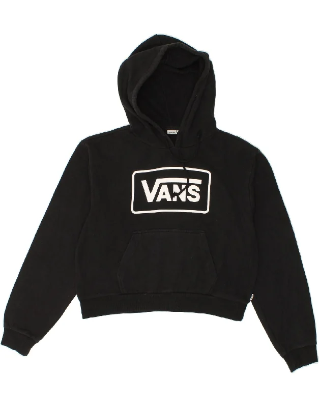 Factory Direct Sale VANS Womens Graphic Crop Hoodie Jumper UK 14 Medium Black Cotton