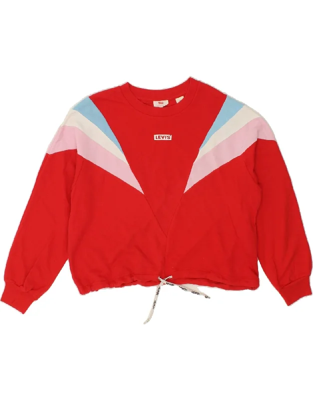 Sneak Peek Sale LEVI'S Womens Crop Oversized Sweatshirt Jumper UK 14 Medium Red