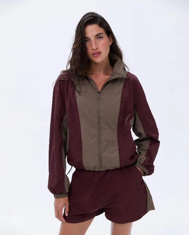 Weekend Flash Sale Track Jacket - Burgundy/Cocoa Brown