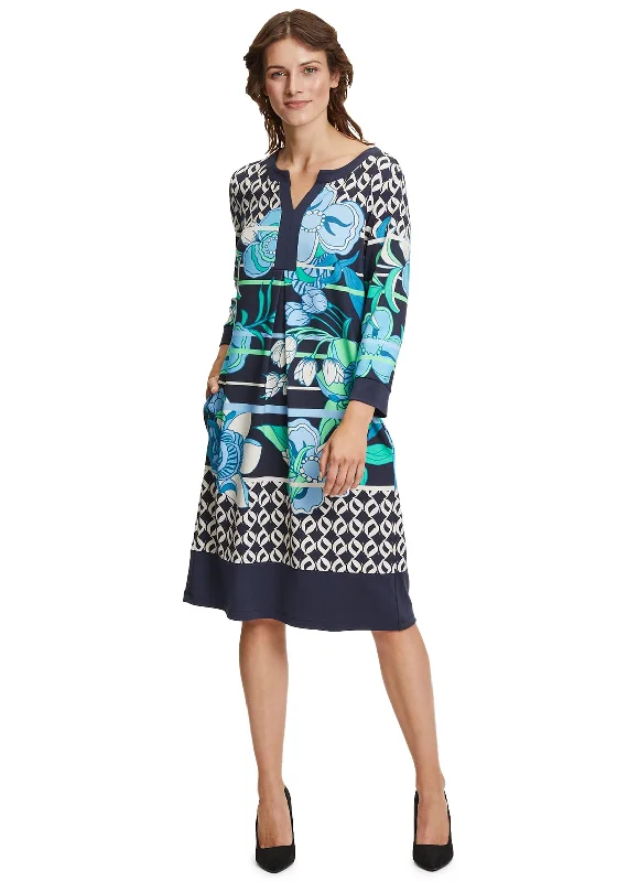 Betty Barclay Floral Tunic Dress, Navy Multi