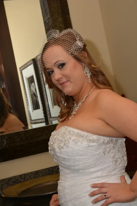 Limited Time Offer David's Bridal Strapless Lace A-line Gown with Side Split Style Y