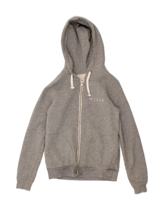 Crazy Deals JACK WILLS Womens Zip Hoodie Sweater UK 6 XS Grey Cotton