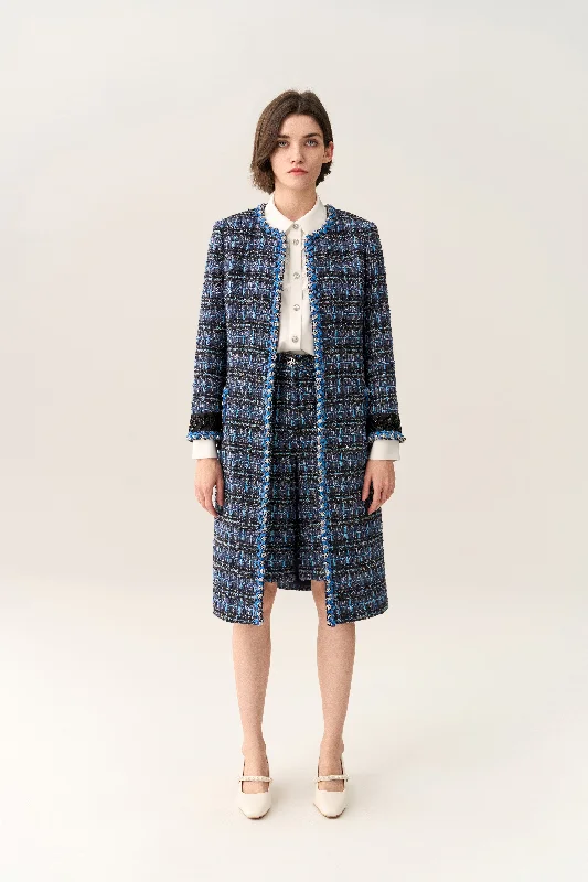 Checker Tweed Maxi Coat