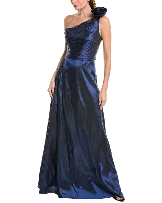 Rene Ruiz One-Shoulder Taffeta Gown