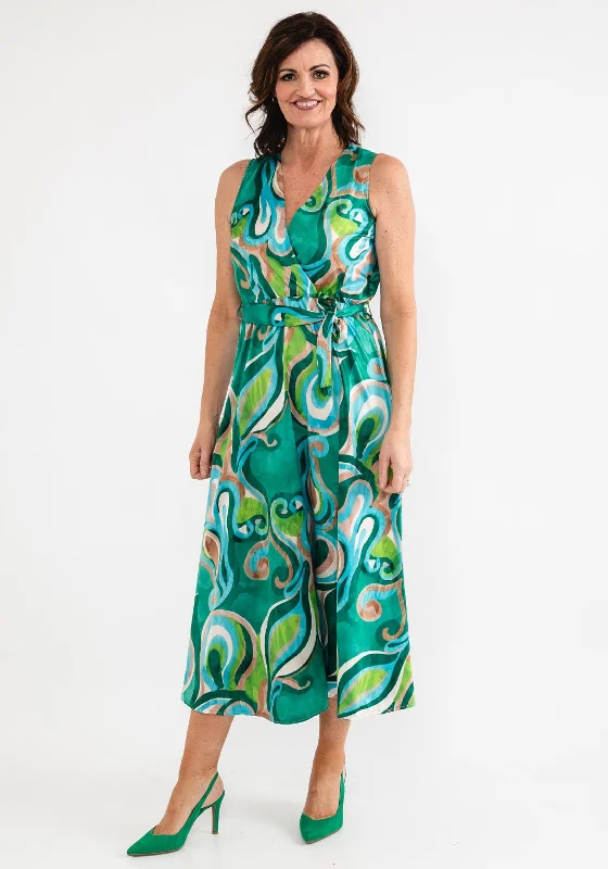 Overstock Sale d.e.c.k. by Decollage One Size Swirl Maxi Dress, Green