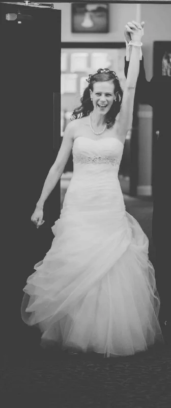 Epic Deals David's Bridal Strapless Ruched Beaded Ball Gown with Draping