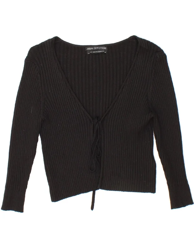 Midnight Madness URBAN OUTFITTERS Womens Crop Cardigan Sweater UK 8 Small Black