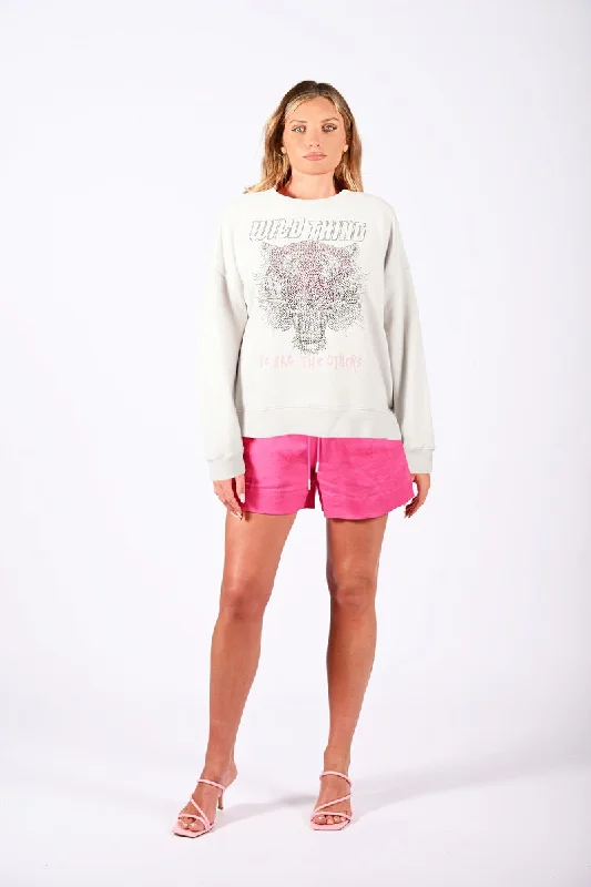 Exclusive Online Offer The Others - The Slouch Sweat - Vintage White Wild Tiger Diamonte