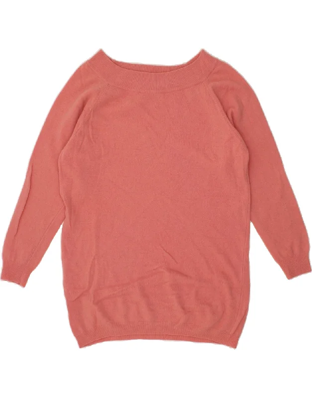 Discount Deals BENETTON Womens Boat Neck Jumper Sweater UK 14 Medium Pink Lambswool