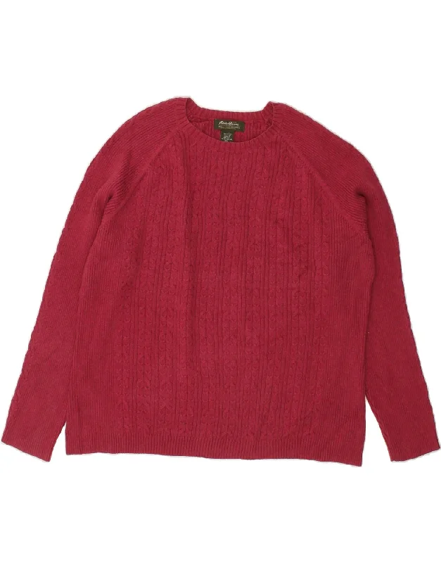 Incredible Offers EDDIE BAUER Womens Boat Neck Jumper Sweater UK 20 2XL Red Cotton