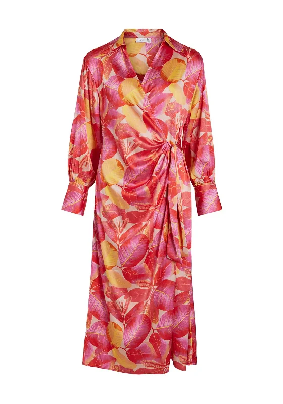 Super Bargain Vila Leaf Print Wrap Maxi Dress, Tigerlily