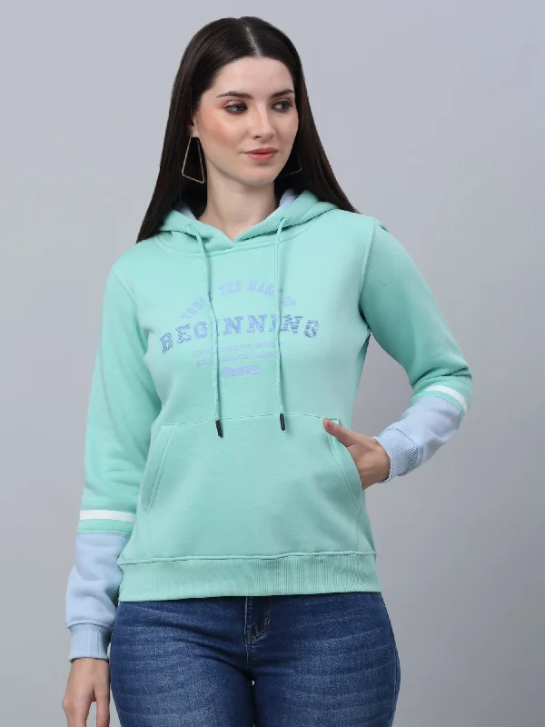 Savings Bonanza Women's Casual  Mint  Regular Full Sleeve  Pullover Hoodie Sweatshirt