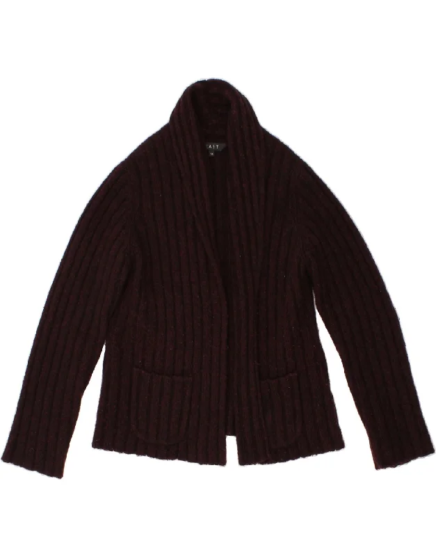 EAST Womens Open Cardigan Sweater UK 14 Large  Burgundy Wool