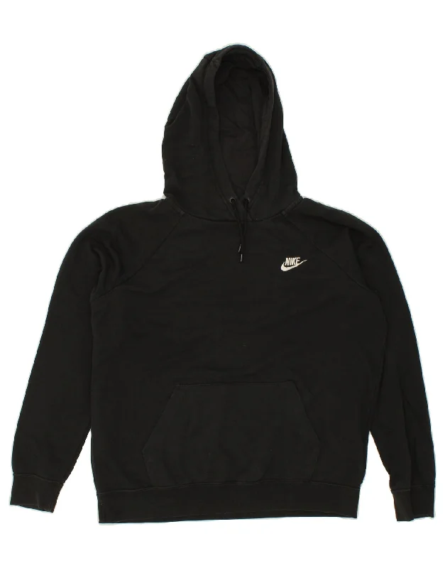 Major Savings NIKE Womens Hoodie Jumper UK 16 Large Black Cotton