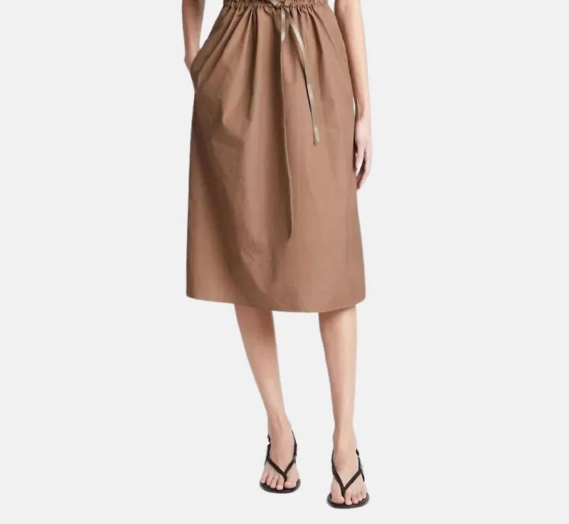 Cotton Belted Dolman Sleeve Dress In Earthen