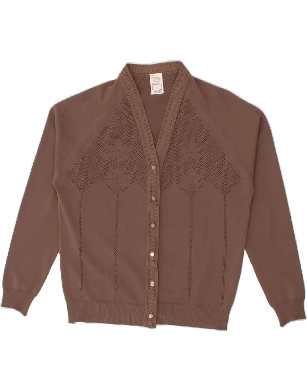 Today’s Deal TREVIRA Womens Cardigan Sweater UK 16 Large  Brown Cotton