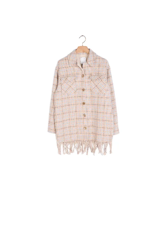 Quick Sale Manteau sur chemise frangé en laine