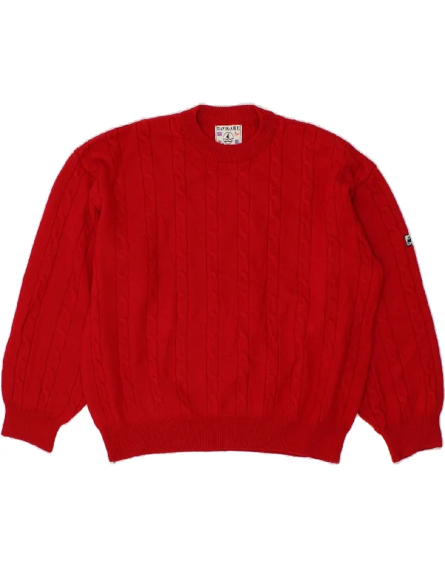 NAVIGARE Womens Oversized Crew Neck Jumper Sweater UK 18 XL Red