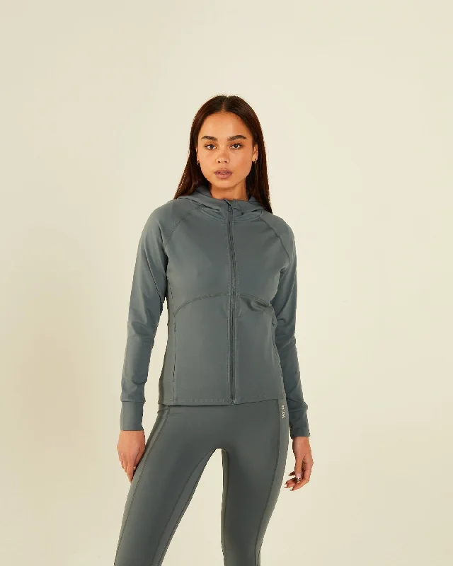 Act Fast Lucie Zipper Hood Sage Grey