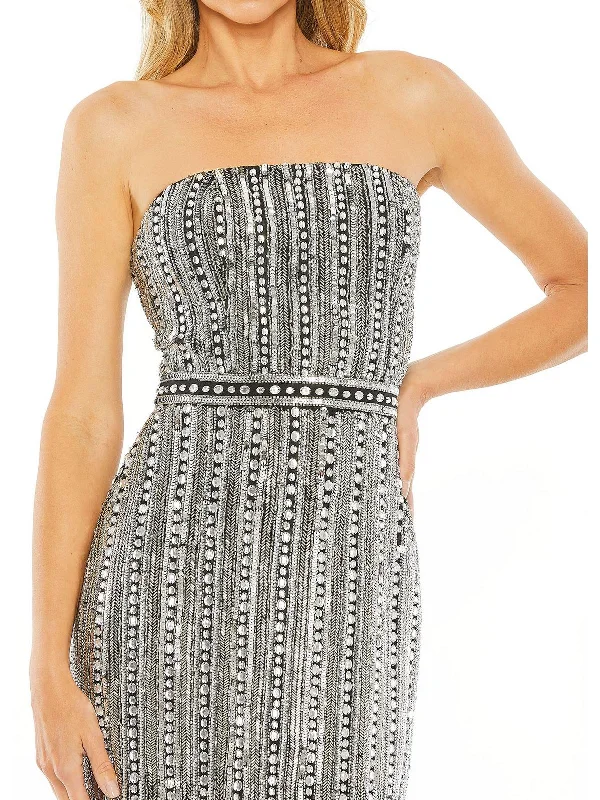 Womens Embellished Strapless Cocktail And Party Dress