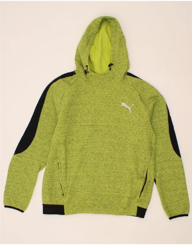 Great Deals PUMA Womens Hoodie Jumper UK 16 Large Green Colourblock Polyester