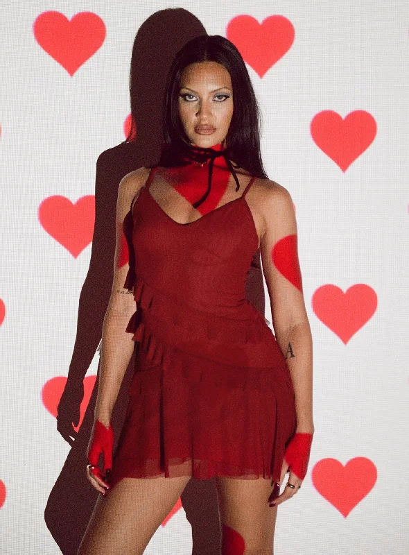 Super Bargain Meliodas Ruffle Mini Dress Red