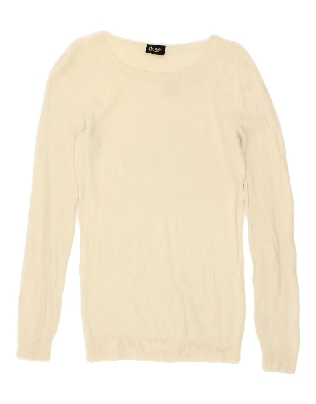 HERNO Womens Boat Neck Jumper Sweater UK 6 XS Off White