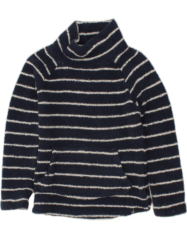 Unmissable Offer WEIRD FISH Womens Fleece Jumper UK 14  Large Navy Blue Striped Polyester
